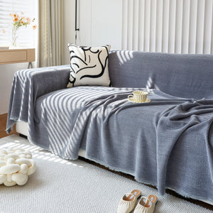 Chenille Thickened Solid Couch Blanket Throws, Reversible Couch Covers for Sectional Couches