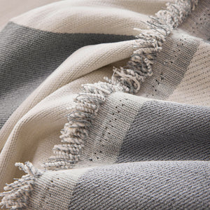 Modern Abstract Chenille Sofa Cover, Large Soft Throw Blanket with Tassels for Couch