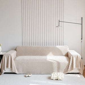 Chenille Thickened Solid Couch Blanket Throws, Reversible Couch Covers for Sectional Couches