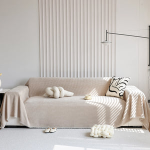Chenille Thickened Solid Couch Blanket Throws, Reversible Couch Covers for Sectional Couches