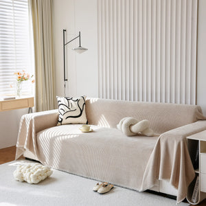 Chenille Thickened Solid Couch Blanket Throws, Reversible Couch Covers for Sectional Couches