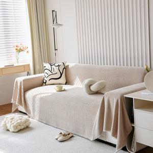 Chenille Thickened Solid Couch Blanket Throws, Reversible Couch Covers for Sectional Couches