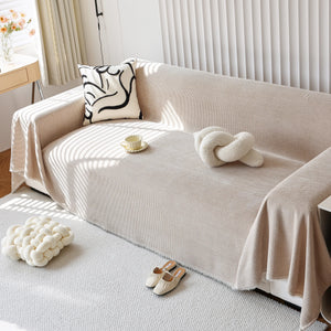 Chenille Thickened Solid Couch Blanket Throws, Reversible Couch Covers for Sectional Couches