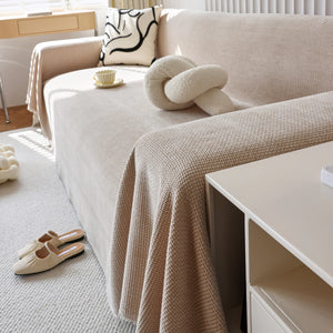 Chenille Thickened Solid Couch Blanket Throws, Reversible Couch Covers for Sectional Couches