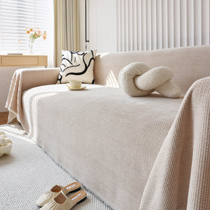 Chenille Thickened Solid Couch Blanket Throws, Reversible Couch Covers for Sectional Couches