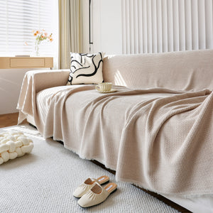 Chenille Thickened Solid Couch Blanket Throws, Reversible Couch Covers for Sectional Couches