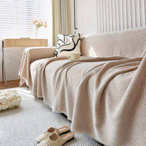 Chenille Thickened Solid Couch Blanket Throws, Reversible Couch Covers for Sectional Couches