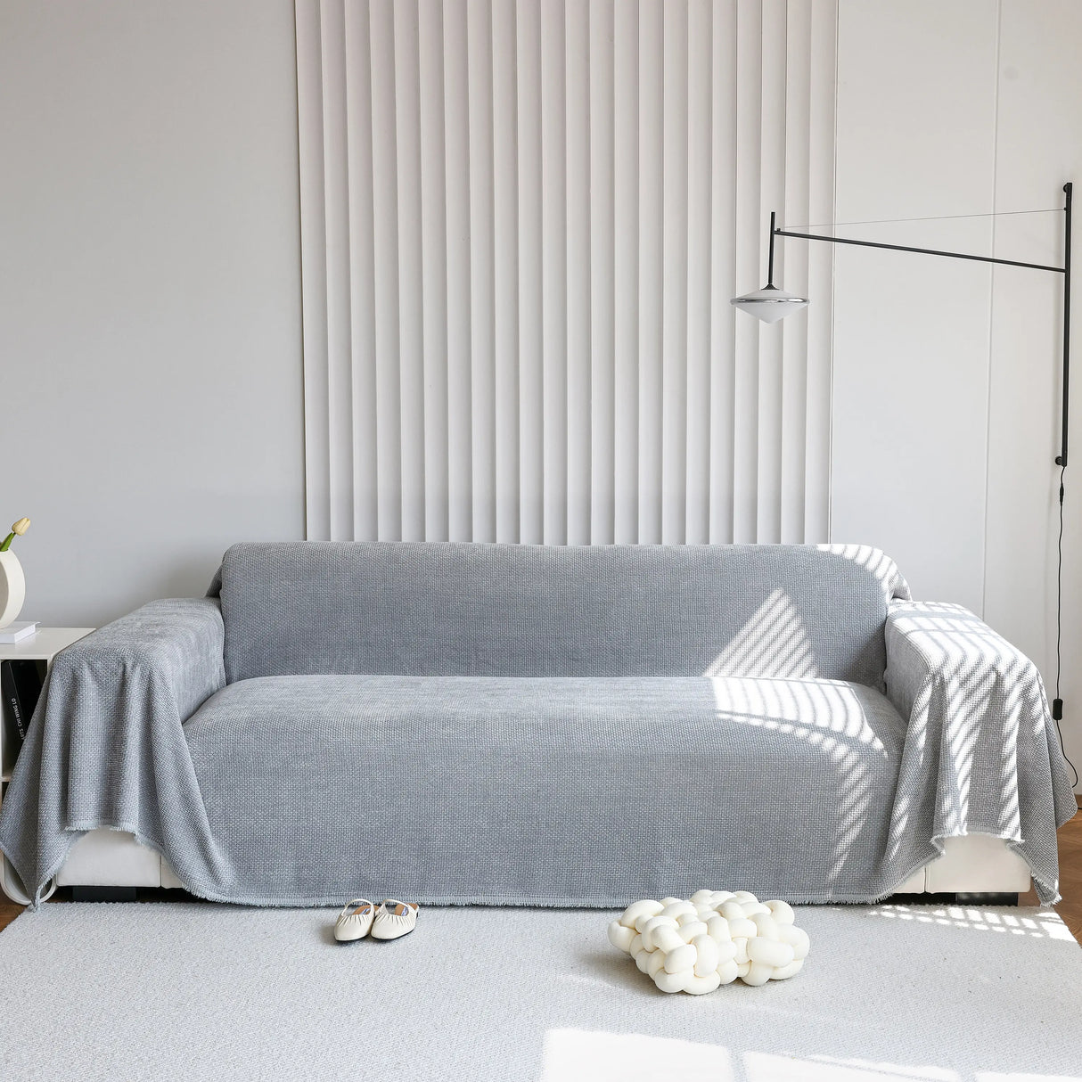 Chenille Thickened Solid Couch Blanket Throws, Reversible Couch Covers for Sectional Couches