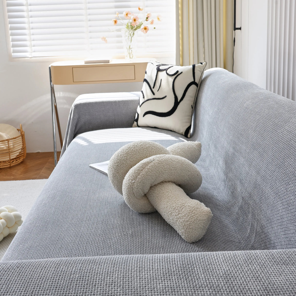 Chenille Thickened Solid Couch Blanket Throws, Reversible Couch Covers for Sectional Couches