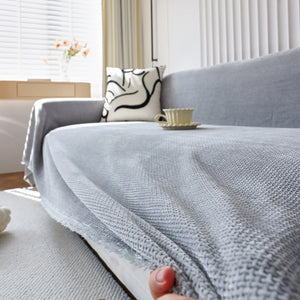 Chenille Thickened Solid Couch Blanket Throws, Reversible Couch Covers for Sectional Couches