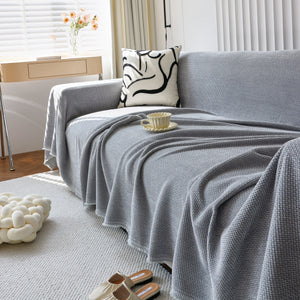 Chenille Thickened Solid Couch Blanket Throws, Reversible Couch Covers for Sectional Couches