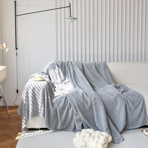 Chenille Thickened Solid Couch Blanket Throws, Reversible Couch Covers for Sectional Couches