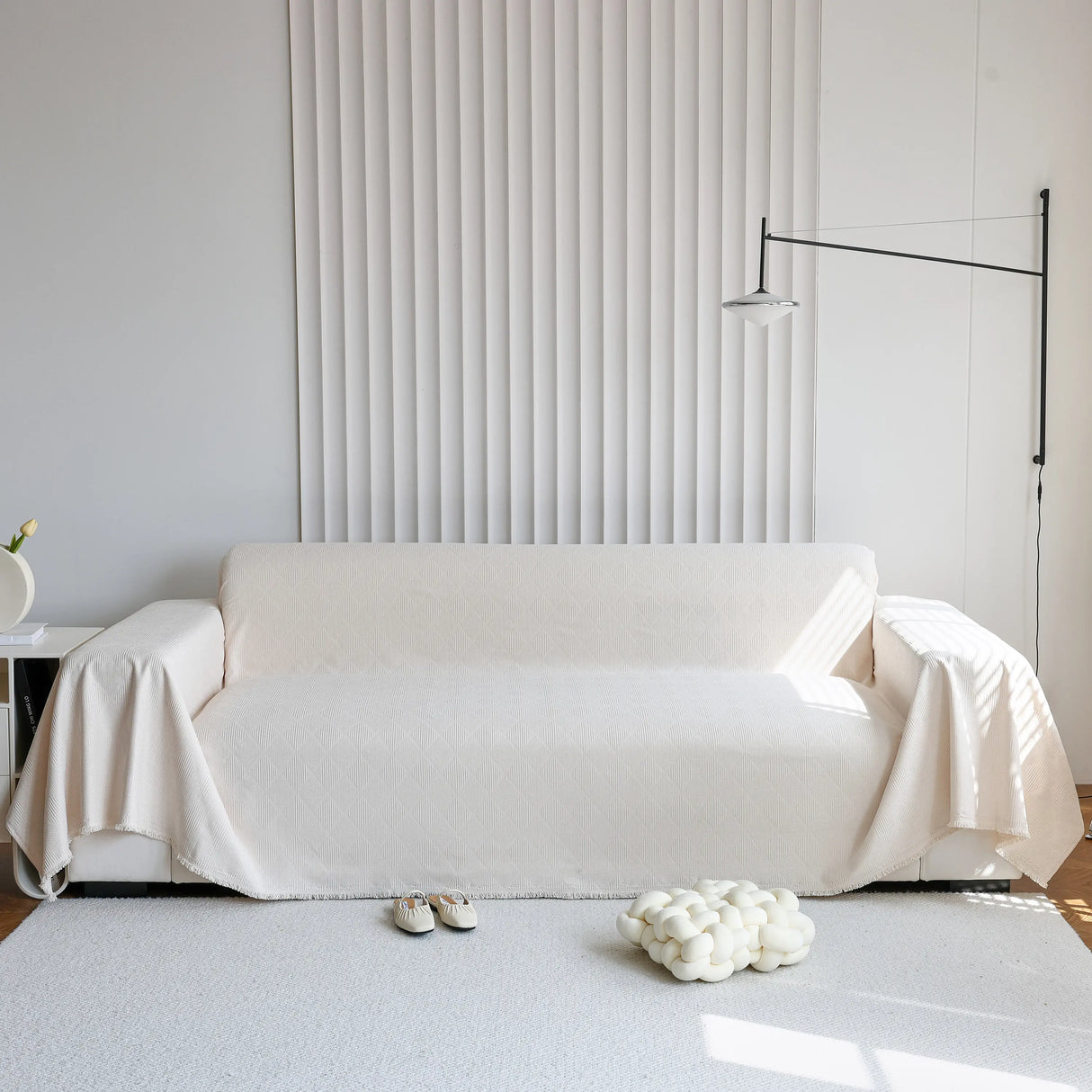 Textured Chenille Sofa Cover Throw, Soft Washable Couch Blanket Protector for Pets