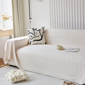 Textured Chenille Sofa Cover Throw, Soft Washable Couch Blanket Protector for Pets