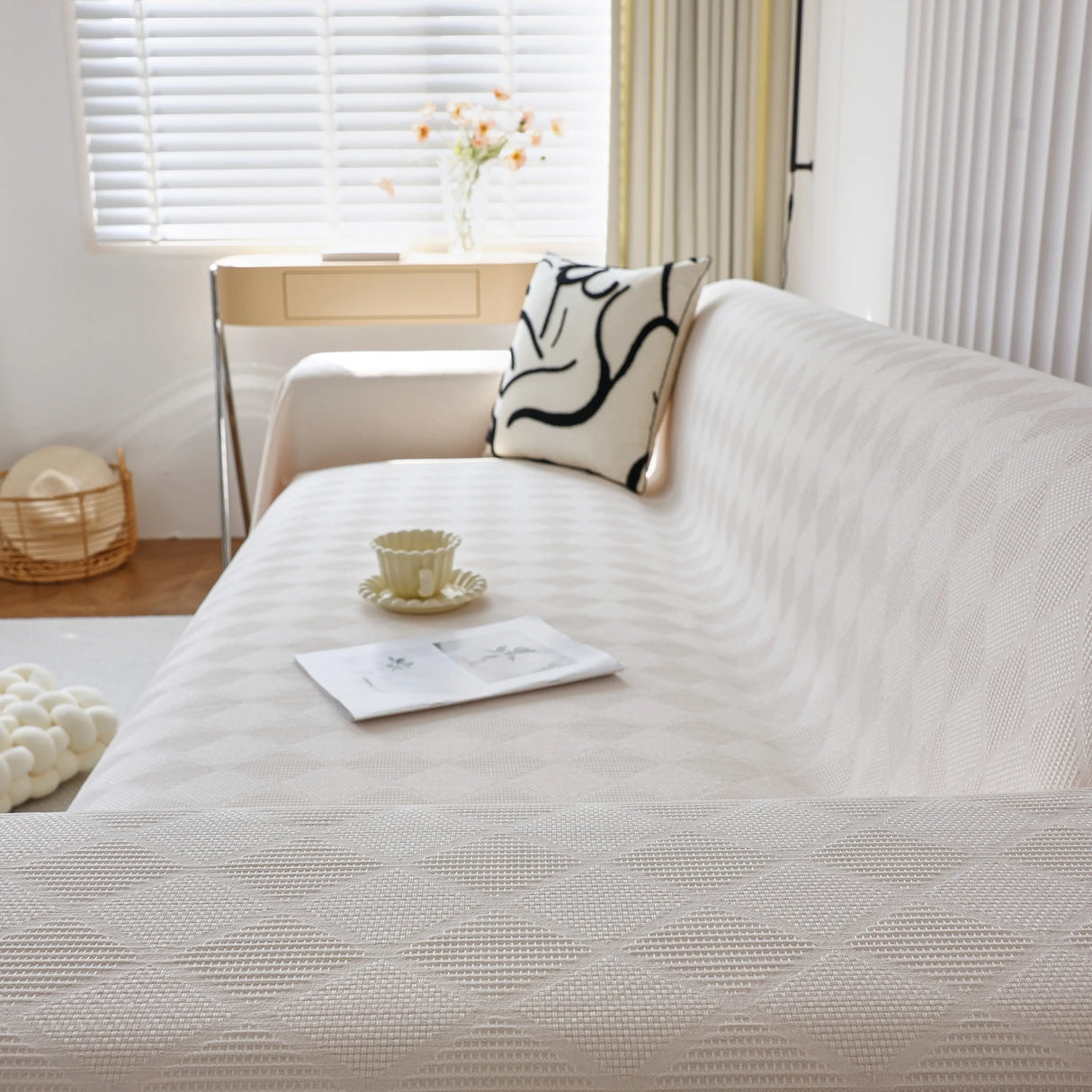 Textured Chenille Sofa Cover Throw, Soft Washable Couch Blanket Protector for Pets