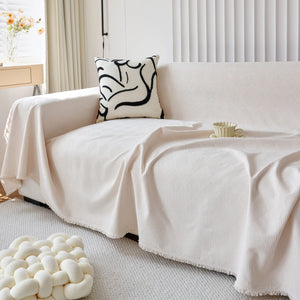 Textured Chenille Sofa Cover Throw, Soft Washable Couch Blanket Protector for Pets