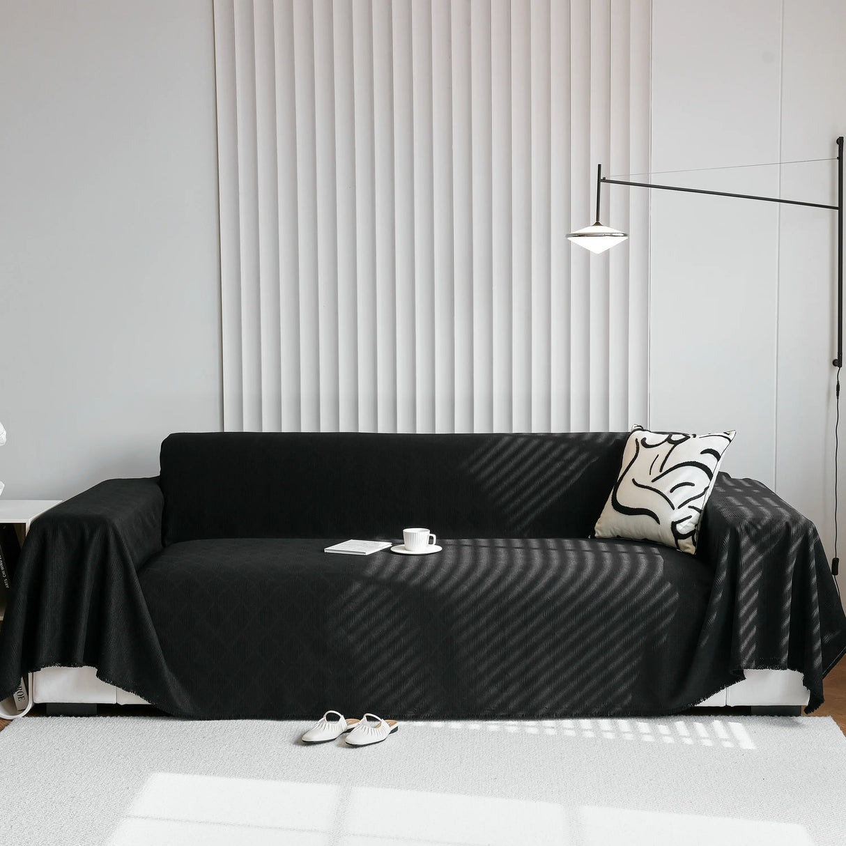 Textured Chenille Sofa Cover Throw, Soft Washable Couch Blanket Protector for Pets