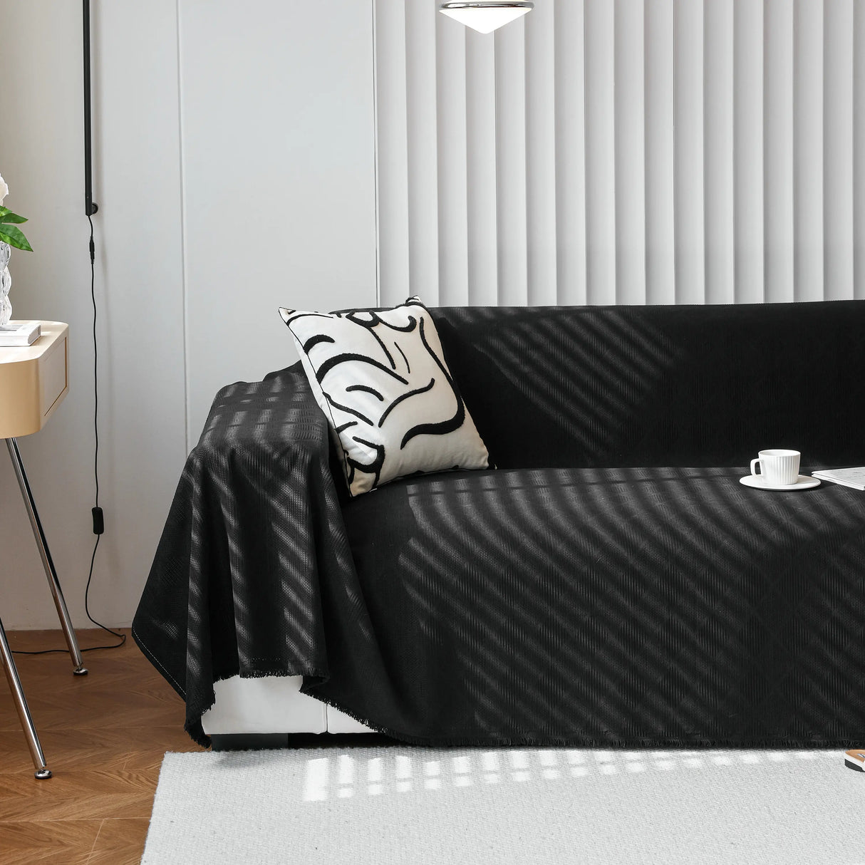 Textured Chenille Sofa Cover Throw, Soft Washable Couch Blanket Protector for Pets