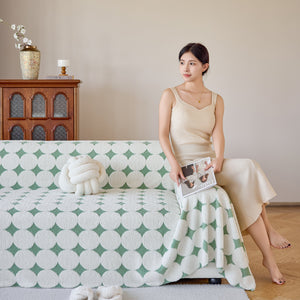 Geometric Jacquard Plush Warm Sofa Couch Cover Coral Fleece Throw Blanket for Couch