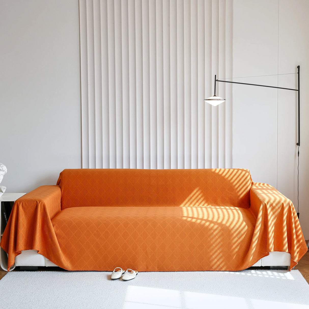 Textured Chenille Sofa Cover Throw, Soft Washable Couch Blanket Protector for Pets