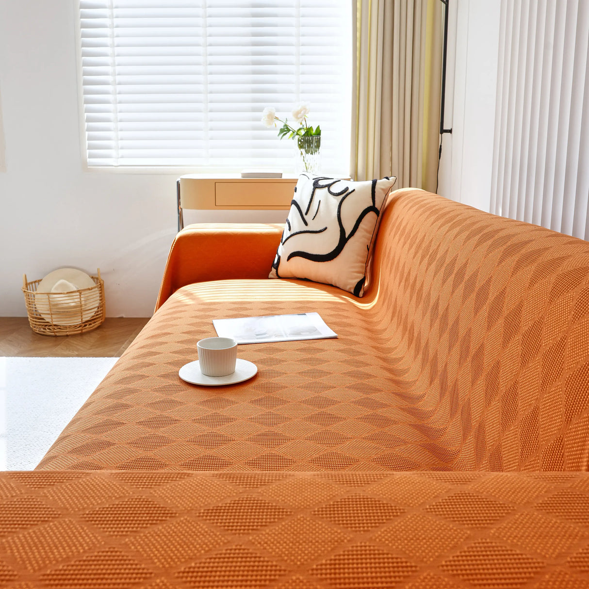 Textured Chenille Sofa Cover Throw, Soft Washable Couch Blanket Protector for Pets