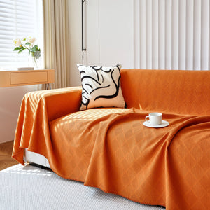 Textured Chenille Sofa Cover Throw, Soft Washable Couch Blanket Protector for Pets