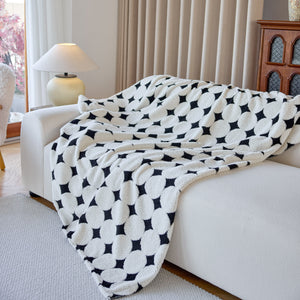 Geometric Jacquard Plush Warm Sofa Couch Cover Coral Fleece Throw Blanket for Couch