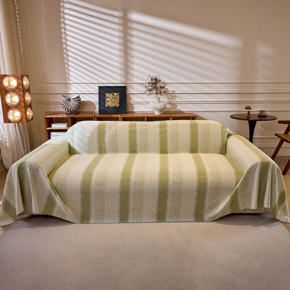 Modern Striped Couch Protector Blanket, Furniture Slipcover for L Shaped Sectionals