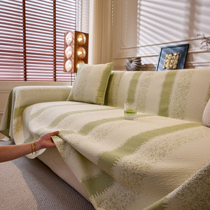 Modern Striped Couch Protector Blanket, Furniture Slipcover for L Shaped Sectionals