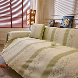 Modern Striped Couch Protector Blanket, Furniture Slipcover for L Shaped Sectionals