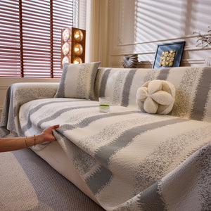 Modern Striped Couch Protector Blanket, Furniture Slipcover for L Shaped Sectionals