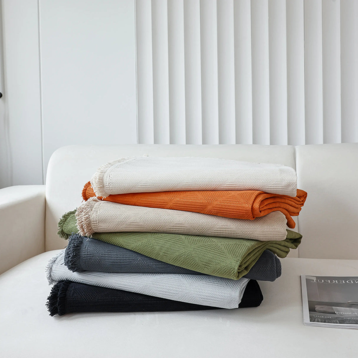 Textured Chenille Sofa Cover Throw, Soft Washable Couch Blanket Protector for Pets