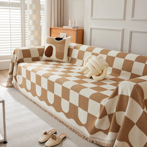 Chenille Plaid Couch Covers for Couches, Sectional Couch Covers, Stylish Sofa Throw Blanket