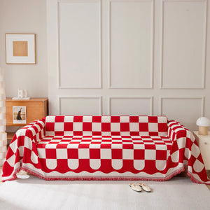 Chenille Plaid Couch Covers for Couches, Sectional Couch Covers, Stylish Sofa Throw Blanket