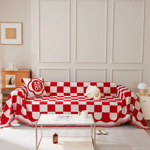 Chenille Plaid Couch Covers for Couches, Sectional Couch Covers, Stylish Sofa Throw Blanket