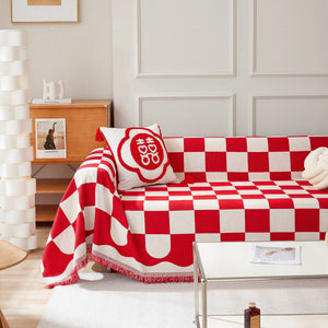 Chenille Plaid Couch Covers for Couches, Sectional Couch Covers, Stylish Sofa Throw Blanket