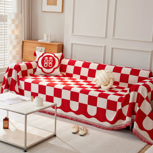 Chenille Plaid Couch Covers for Couches, Sectional Couch Covers, Stylish Sofa Throw Blanket