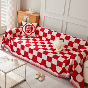 Chenille Plaid Couch Covers for Couches, Sectional Couch Covers, Stylish Sofa Throw Blanket