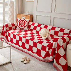 Chenille Plaid Couch Covers for Couches, Sectional Couch Covers, Stylish Sofa Throw Blanket