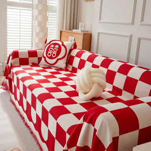 Chenille Plaid Couch Covers for Couches, Sectional Couch Covers, Stylish Sofa Throw Blanket