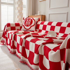 Chenille Plaid Couch Covers for Couches, Sectional Couch Covers, Stylish Sofa Throw Blanket