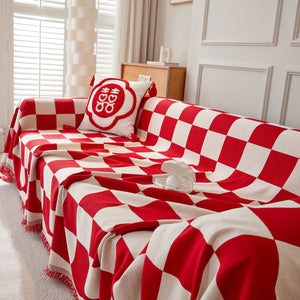 Chenille Plaid Couch Covers for Couches, Sectional Couch Covers, Stylish Sofa Throw Blanket