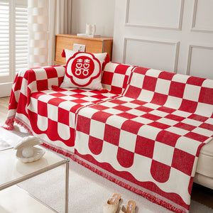 Chenille Plaid Couch Covers for Couches, Sectional Couch Covers, Stylish Sofa Throw Blanket