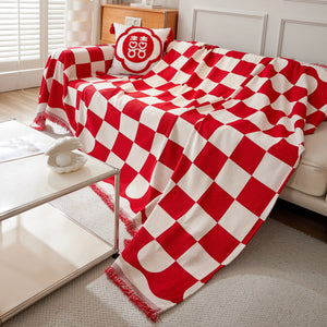 Chenille Plaid Couch Covers for Couches, Sectional Couch Covers, Stylish Sofa Throw Blanket