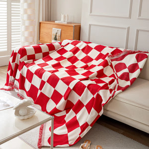 Chenille Plaid Couch Covers for Couches, Sectional Couch Covers, Stylish Sofa Throw Blanket