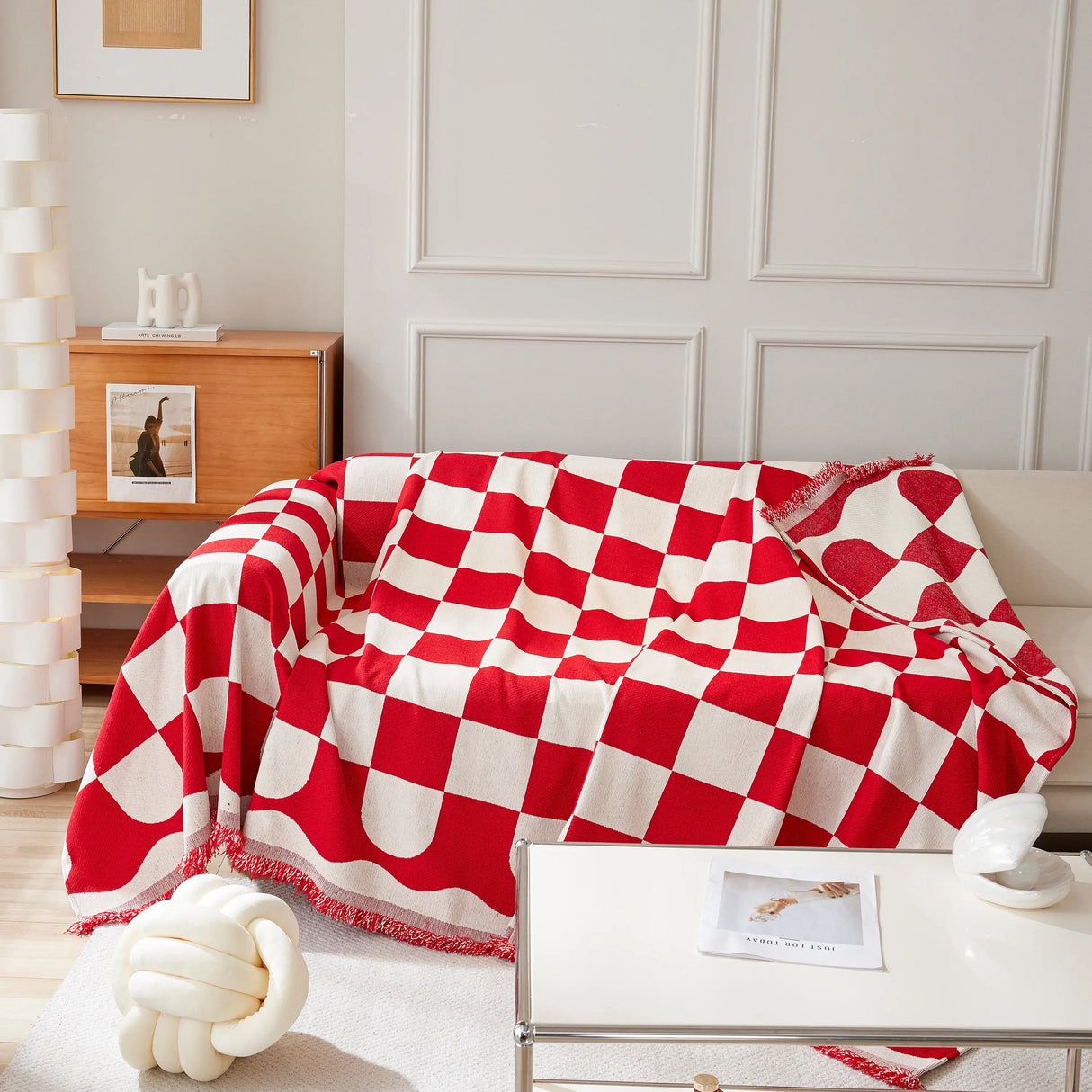 Chenille Plaid Couch Covers for Couches, Sectional Couch Covers, Stylish Sofa Throw Blanket