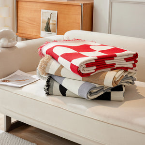 Chenille Plaid Couch Covers for Couches, Sectional Couch Covers, Stylish Sofa Throw Blanket