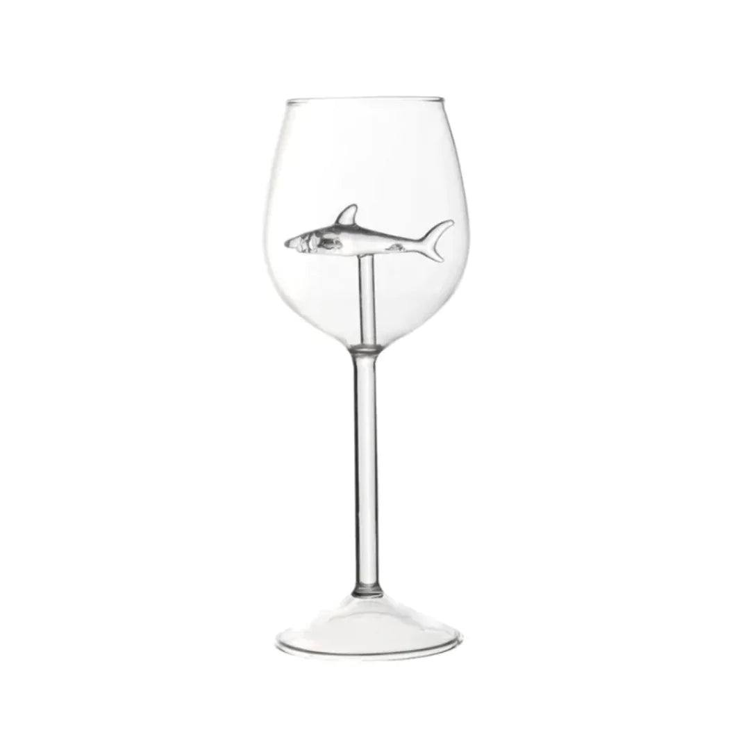 Shark Inside Red Wine Glass