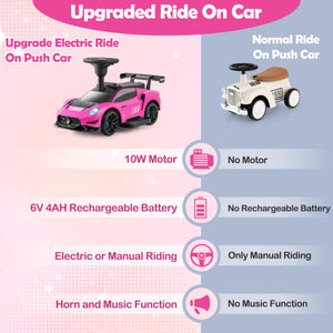 6V Electric Kids Ride on Push Car Maserati Licensed with Foot Pedal and Music-Pink
