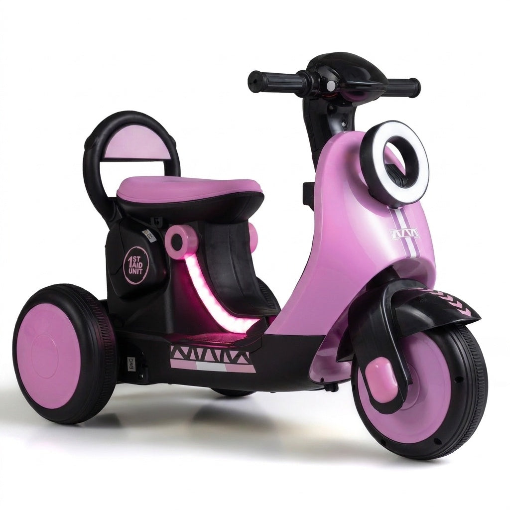 6V Electric Ride on Motorcycle with LED Headlight for Kids Aged 3-5 Years-Pink